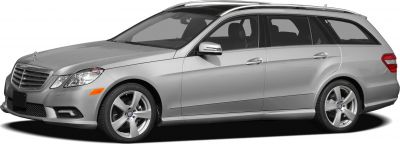 Silver luxury wagon side profile with alloy wheels and roof rails