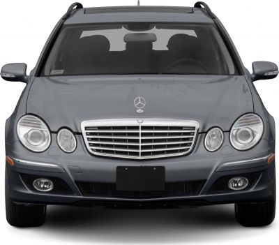 Front grille, headlights, and emblem of a classic estate vehicle