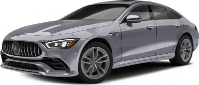 Sleek silver luxury fastback with distinctive grille and sporty alloy wheels