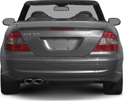 Rear view of AMG convertible with dual exhausts and distinctive taillights