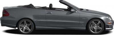 Convertible car with open roof and alloy wheels side profile