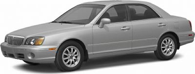 Silver sedan front side profile with grille and alloy wheels