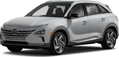 Front side view of an SUV with sleek headlights and modern design
