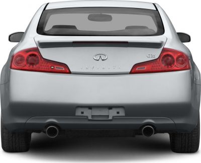 Rear view with dual exhaust and distinct taillights