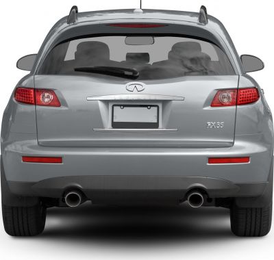 Rear view with dual exhaust, taillights, and rear windshield wiper