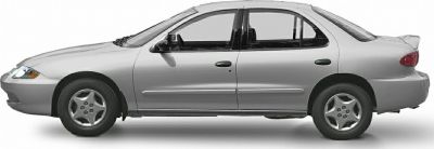 Side profile of a four-door sedan with classic 1990s styling