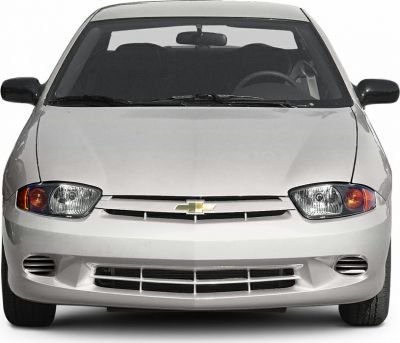 Front view showing dual headlights and Chevrolet emblem on a compact coupe.