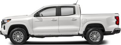 Side profile of a midsize pickup showing crew cab and short bed design