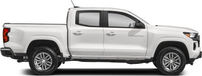 Side profile of crew cab short box pickup with detailed door and wheel design