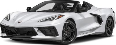Convertible sports car front quarter with black wheels and sharp headlights