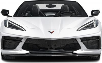 Front view of a sleek sports convertible with sharp headlights and aerodynamic design