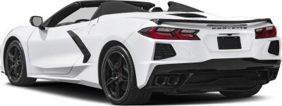 Rear view of a convertible sports car with distinctive taillights and black wheels
