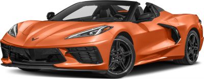Front and side view of a sleek convertible with aerodynamic features.