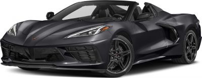 Convertible sports car with sharp front LED headlights and black alloy wheels