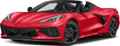 Front profile of a convertible featuring sharp headlights and black five-spoke alloy wheels.