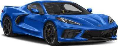 Mid-engine blue sports coupe with aerodynamic air intakes and sharp LED headlights