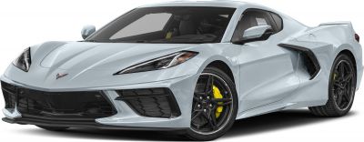Front-side view of sleek sports coupe with sharp headlights and wide air intakes