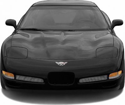 Front view of a sleek sports coupe with pop-up headlights and aerodynamic design