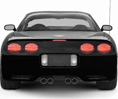 Rear view showing quad exhaust and dual round tail lights