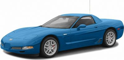 Blue Chevrolet sports coupe with aerodynamic design and five-spoke wheels