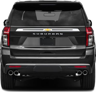 Rear view of SUV with quad exhaust and wide taillights
