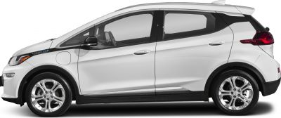Side profile of a compact electric hatchback with aerodynamic design