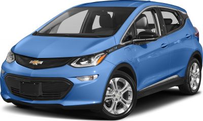 Front-side view of an electric hatchback with LED headlights