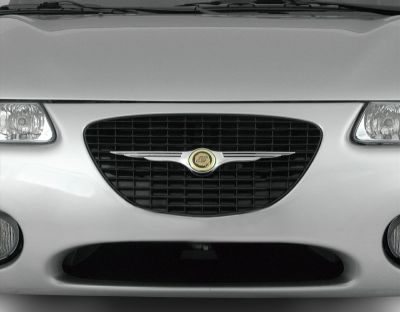 Close-up of front grille and headlights