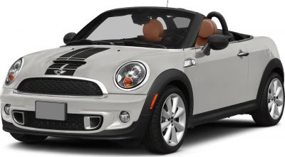 Convertible with black racing stripes and sporty front design