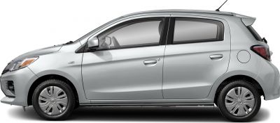 Silver compact hatchback side profile with smooth body lines