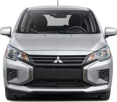 Front view showing headlights, grille, and fog lights of compact hatchback
