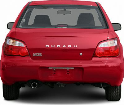 Red sedan rear view with distinct taillights and 2.5 RS badge
