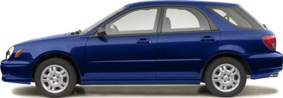 Side profile of a blue station wagon with alloy wheels