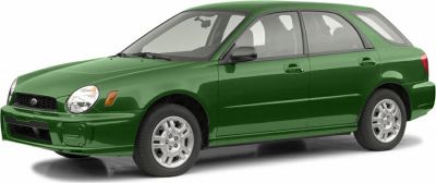 Front side view of a compact station wagon with round headlights and alloy wheels