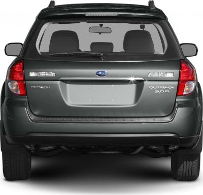 Rear view with distinctive tail lights and rear windshield wiper