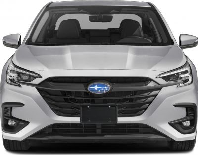 Front view of car with LED headlights and bold black grille
