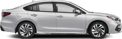 Side profile of silver sedan with alloy wheels.