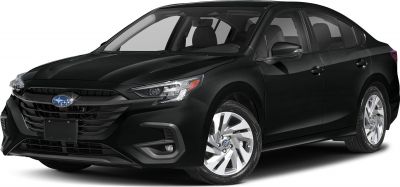 Black sedan front-side with LED headlights and alloy wheels