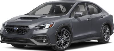 Sedan front view with aggressive grille and hood scoop