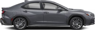 Side profile of sporty sedan with distinctive alloy wheels