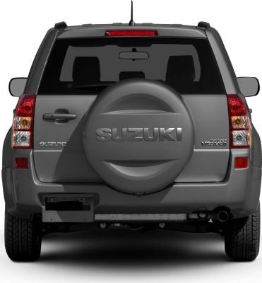 Rear view with spare wheel cover and vertical tail lights