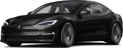 Sleek black electric sedan with LED headlights and aerodynamic profile