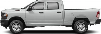 Side profile of extended crew cab pickup with long bed