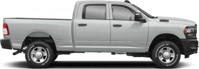Crew cab pickup with extended bed and large wheels
