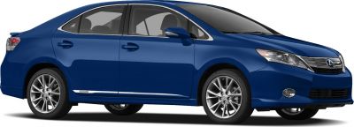 Side profile of hybrid sedan with alloy wheels and door details