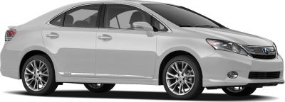 Side profile of hybrid sedan with alloy wheels