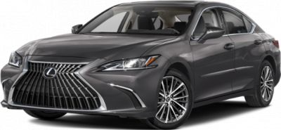 Front and side view of luxury sedan with spindle grille and alloy wheels