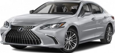 Silver luxury sedan with spindle grille and alloy wheels from front side angle