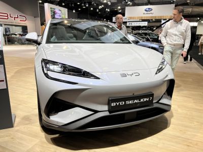 Front view with sharp LED headlights and aerodynamic bumper