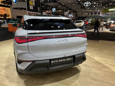 Rear view with sleek LED taillights and AWD badge